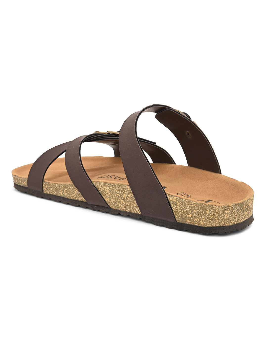 Brown Men's casual heel buckle strap sandal 