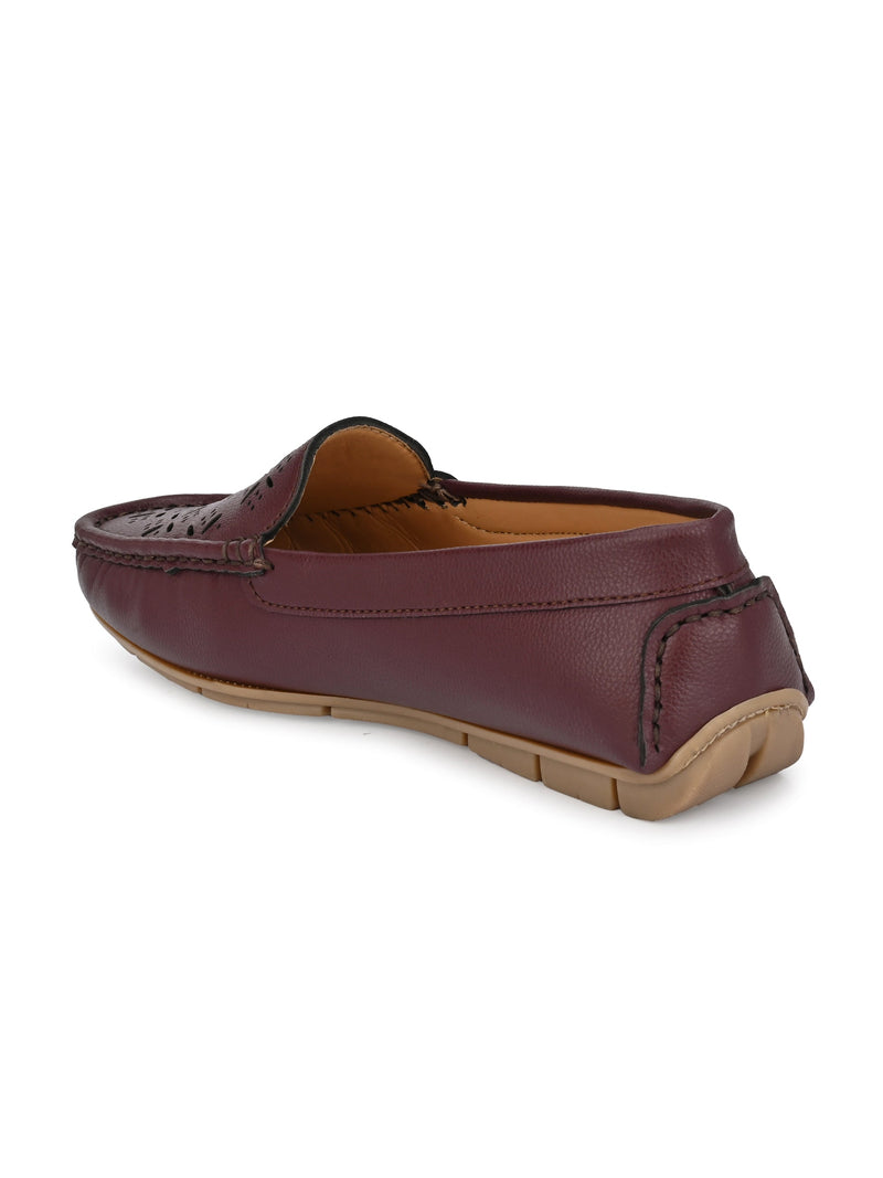 Maroon Casual Slip-On Moccasin For Women