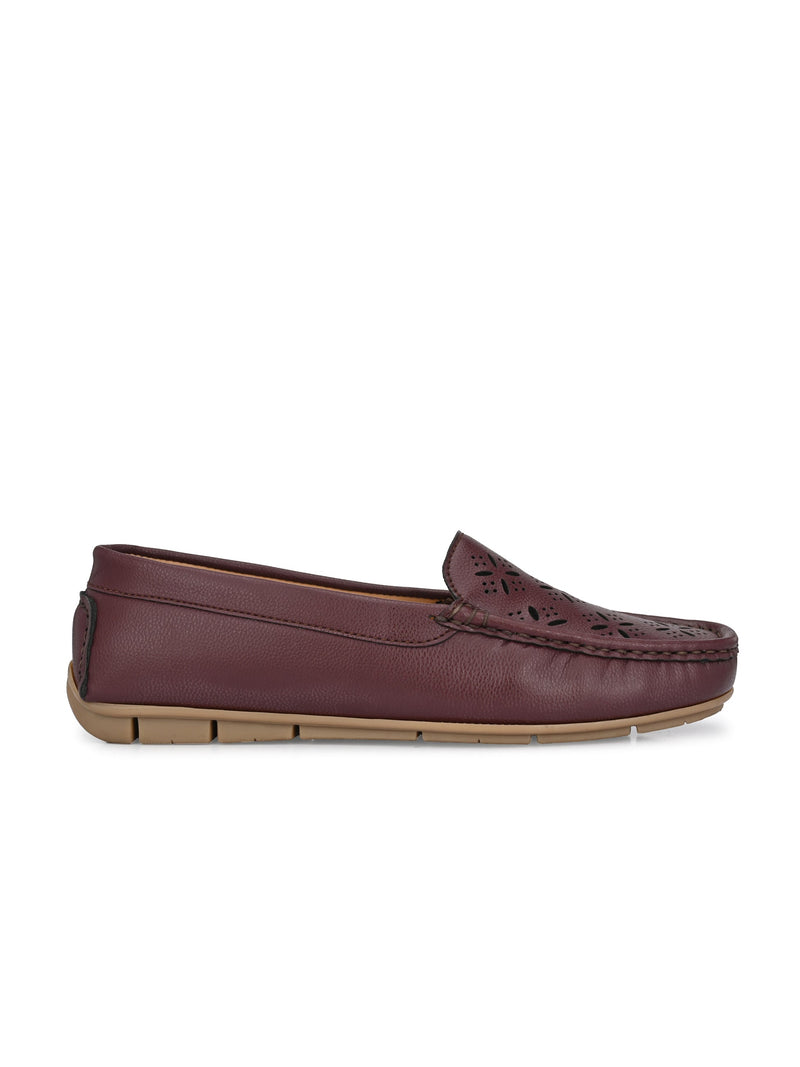 Maroon Casual Slip-On Moccasin For Women