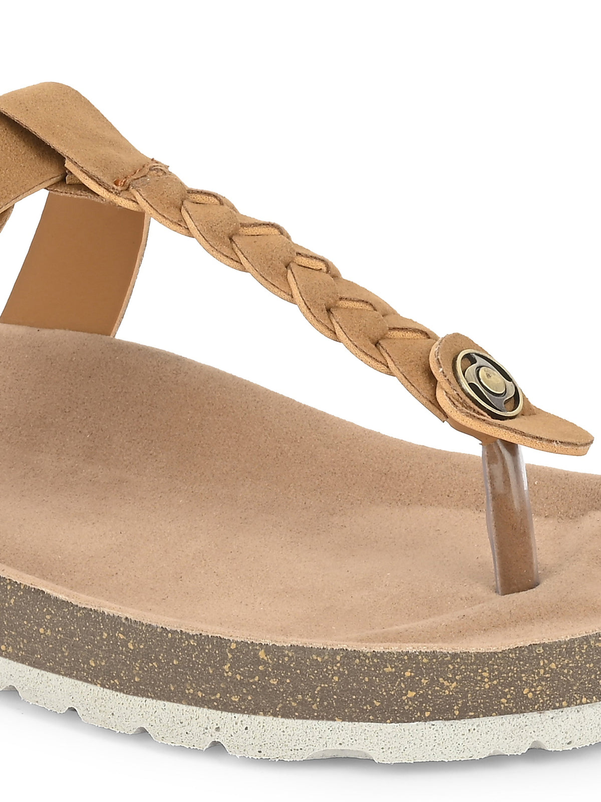 Brown Women's casual flat heel slip-on sandal