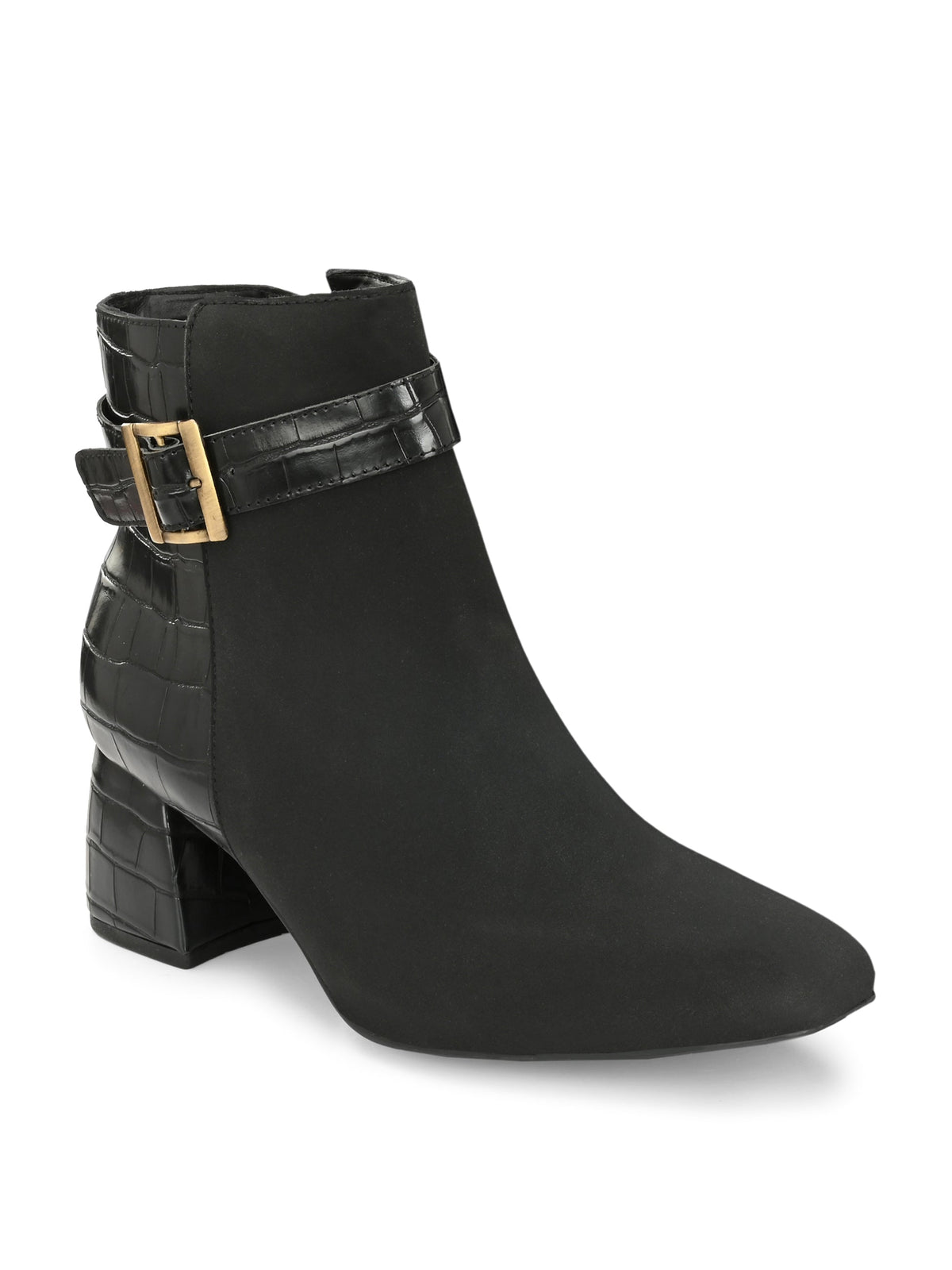 Elegant Onyx Suede Leather Bootie For Women-1
