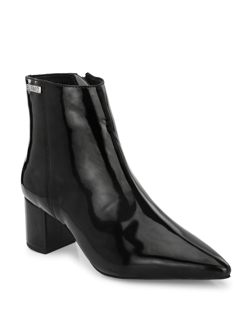 Pointed Toe Black Heel Boots For Women