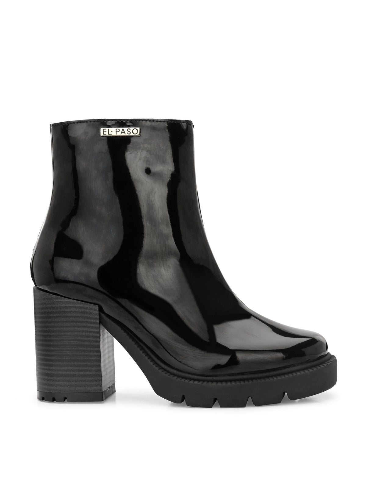 Chic Black Patent Leather Ankle Boot For Women-2