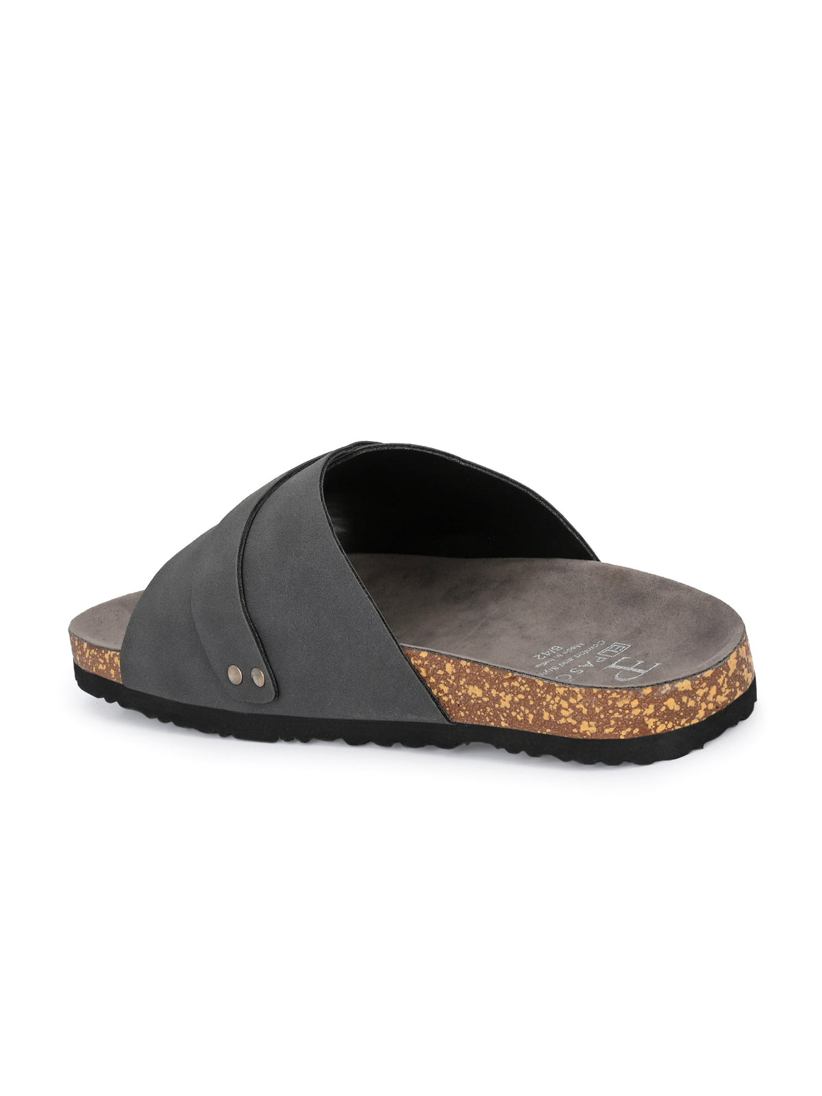 Black Men's casual slip-on closure flat heel sandal 