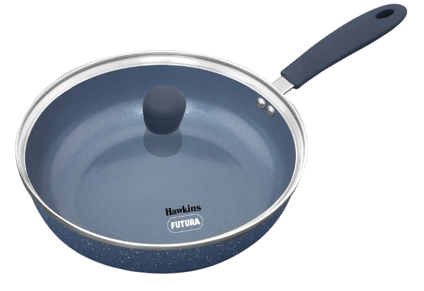 Hawkins Ceramic Nonstick Frying Pan, Induction Fry Pan with Glass Lid, Granite Omlette Egg Pan, Fish Pan