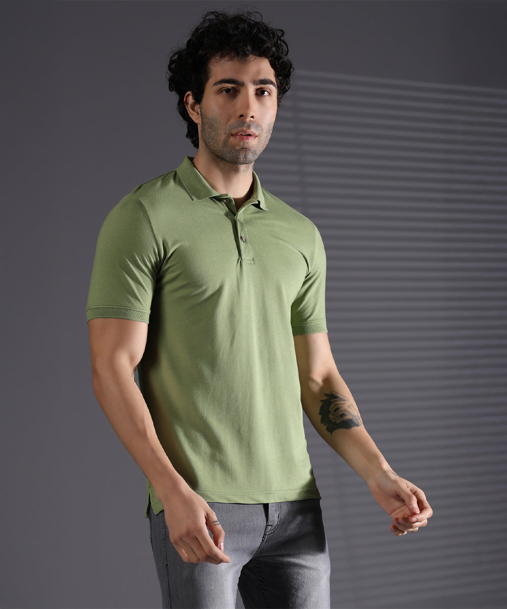 Naturefab Men’s Organic Bamboo Polo Tshirt Environment Green