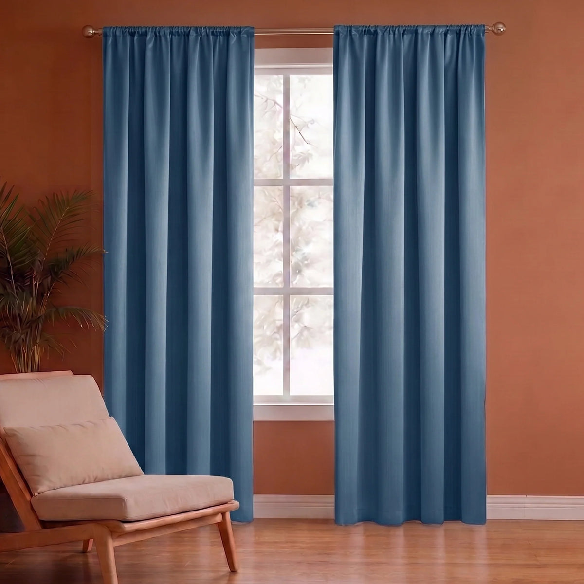 Fort Essential - Rod Pocket Blackout Curtain (Blue)-1