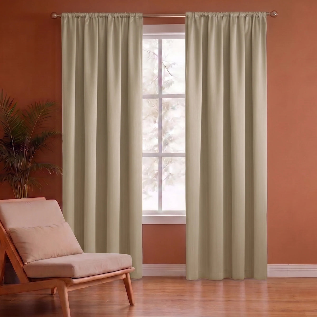 Fort Essential - Rod Pocket Blackout Curtain (Beige)-1
