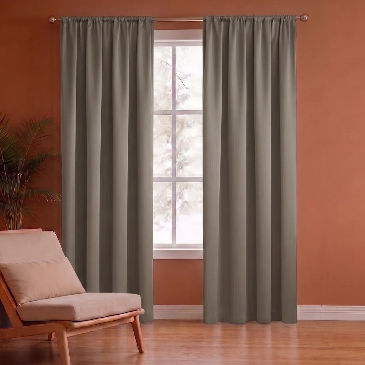 Fort Essential - Rod Pocket Blackout Curtain (English Grey)-1