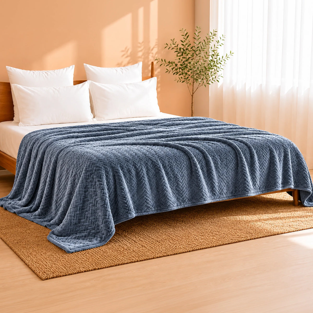 Fort Mellow - Wave Plush Blanket (Frost Blue)-1