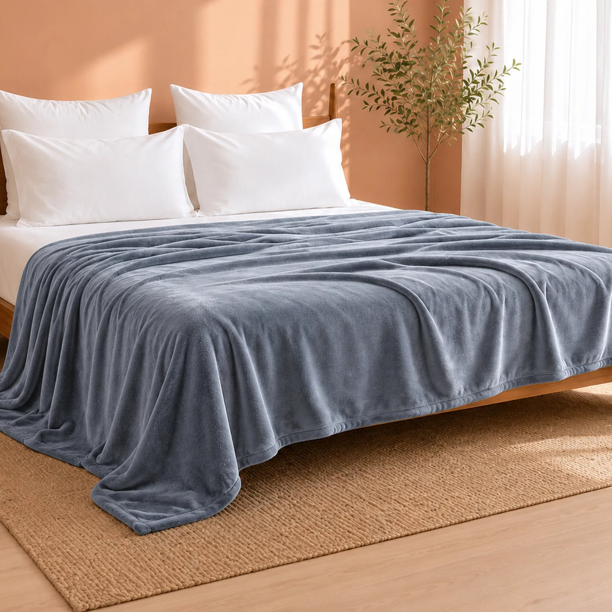 Fort Mellow - Solid Plush Blanket (Frost Blue)-3