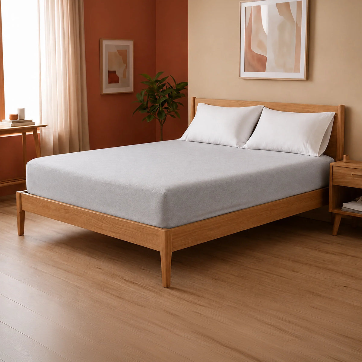 Fort - Terry Solid Mattress Protector (Grey)-1