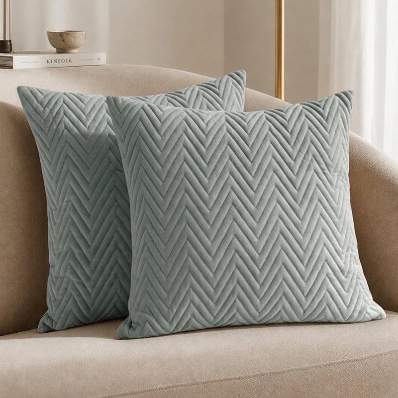 Fort Sawtooth - Quilted Velvet Cushion Cover (Grey)-1