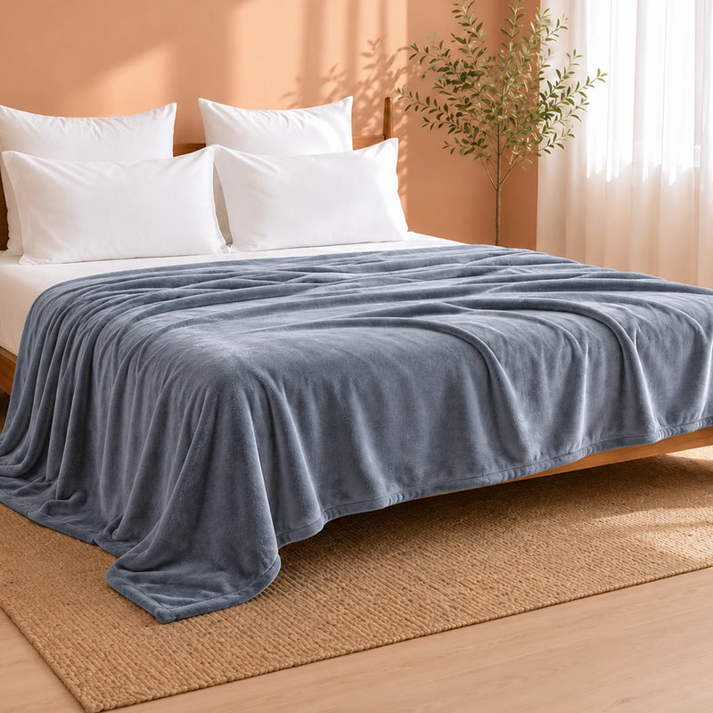 Fort Mellow - Solid Plush Blanket (Frost Blue)-1