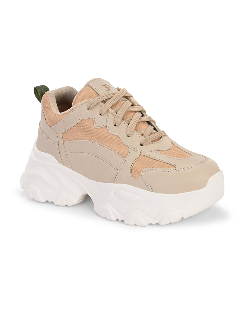 EL PASO Women Faux Leather Casual Lace Up Sneakers-1