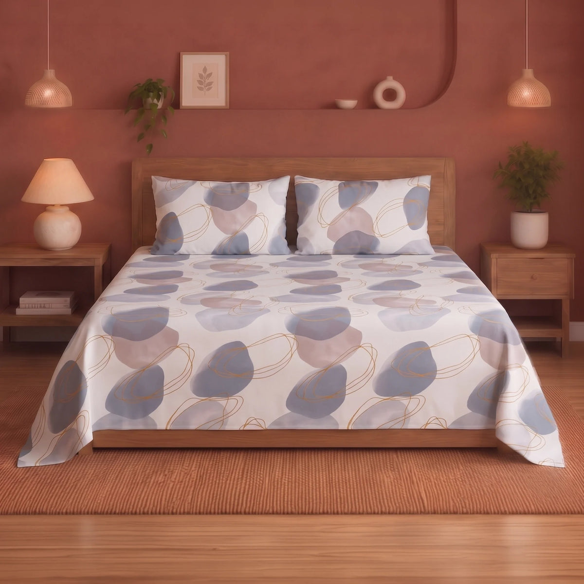 Imprimer Spheres of Serenity - Printed Bedsheet (Multicolor)-1