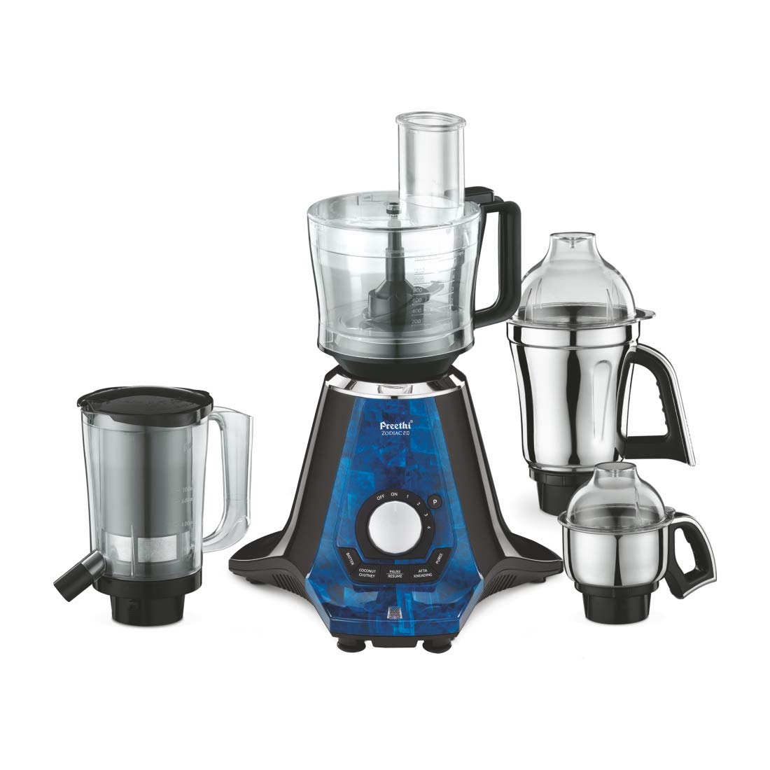 Preethi Zodiac 2.0 MG235 mixer grinder, 750 watt with 4 jars includes 3 In 1 insta fresh juicer Jar & Master chef food p