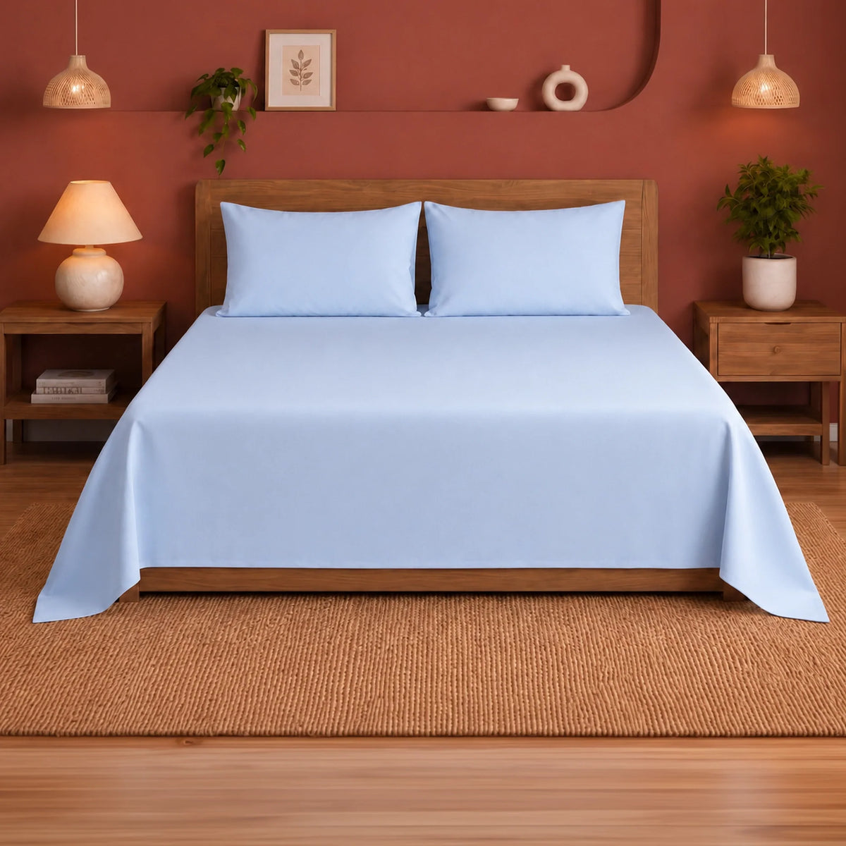 Fort Nightingale - Solid Bedsheet (Sky Blue)-1