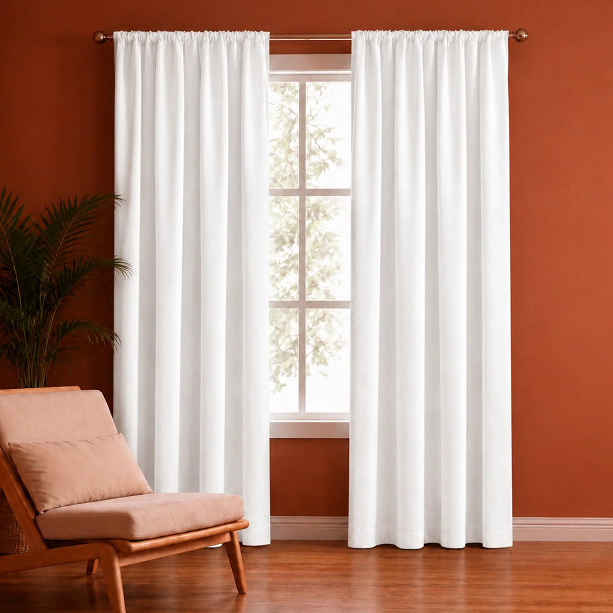Fort Royal - Rod Pocket Velvet Curtain (White)-1