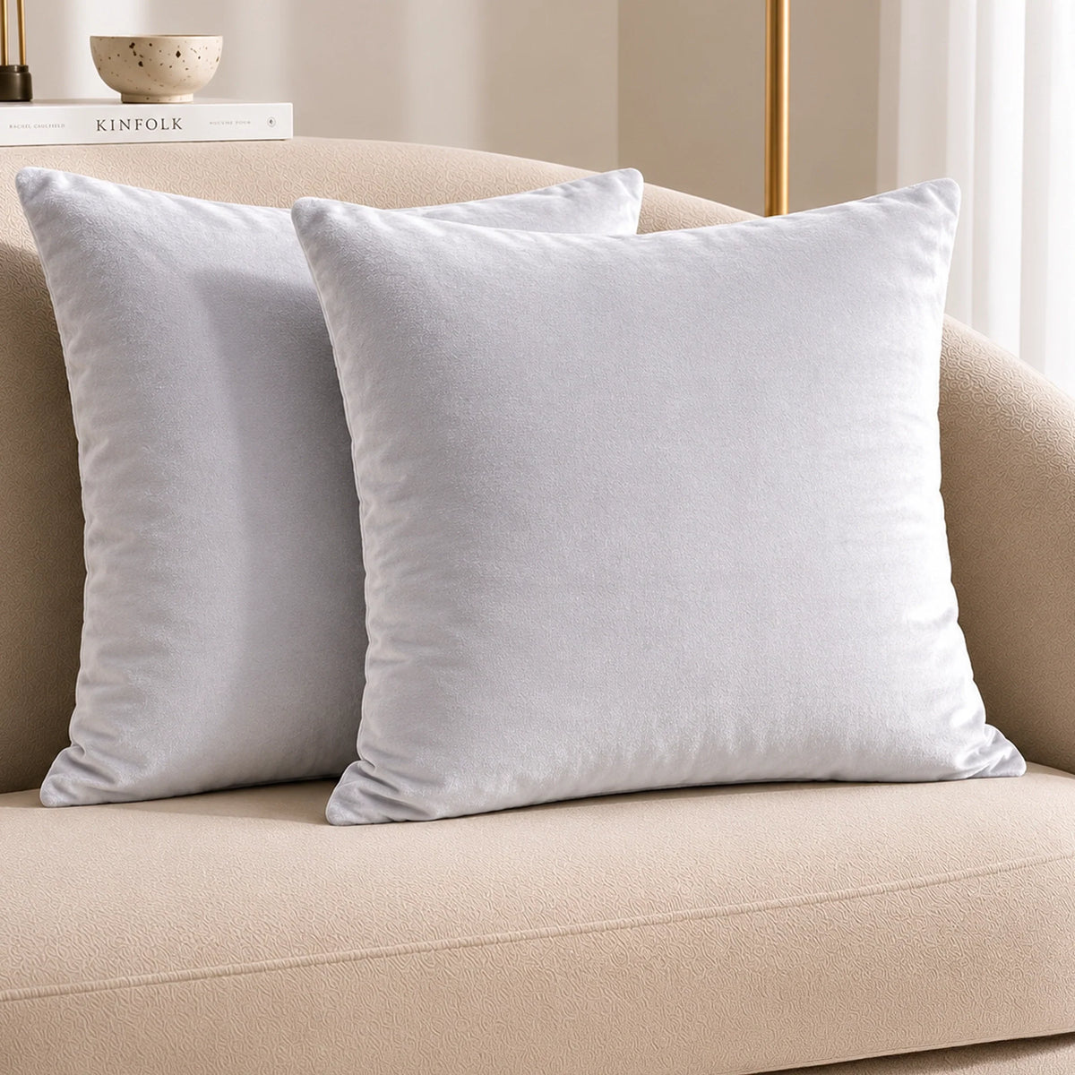 Fort Royal - Velvet Solid Dye Cushion Cover (White)-1