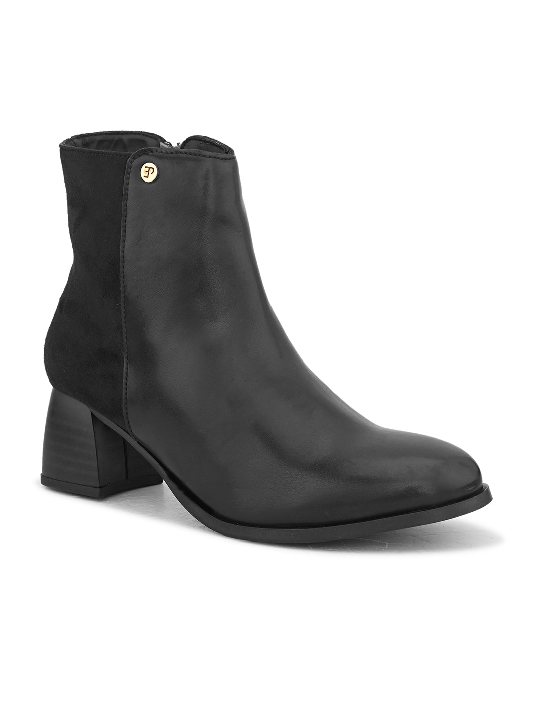 EL PASO Women Black Faux Leather Casual Chelsea Boots-1