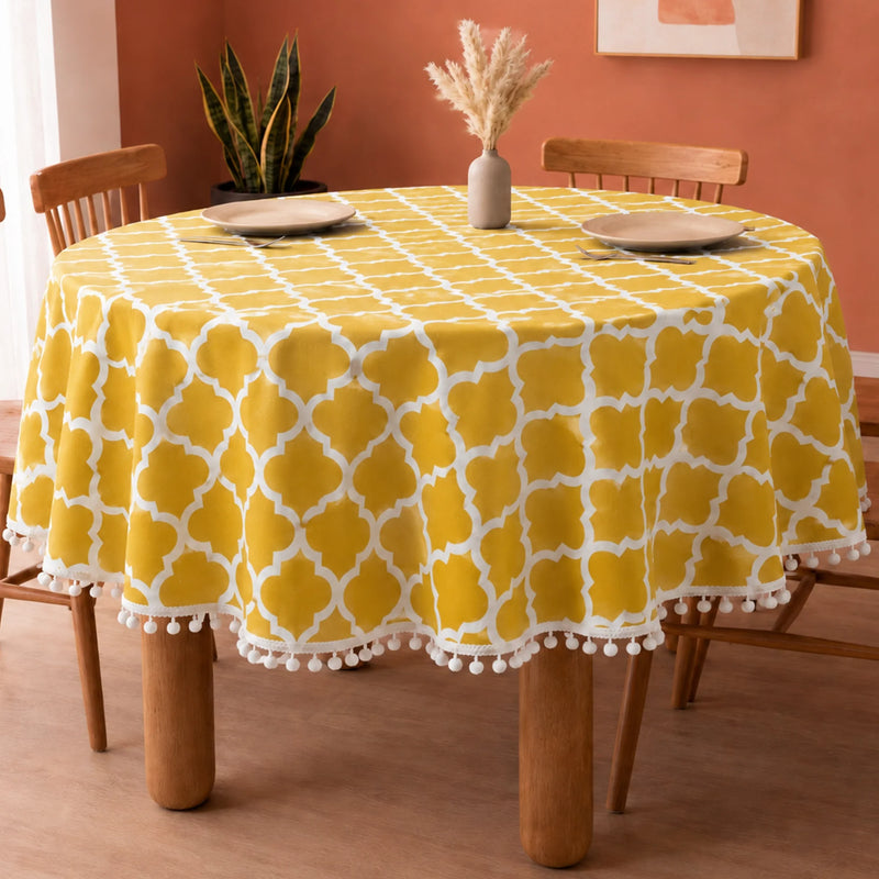Cotton Quatrefoil Printed Dining Table Cover-2