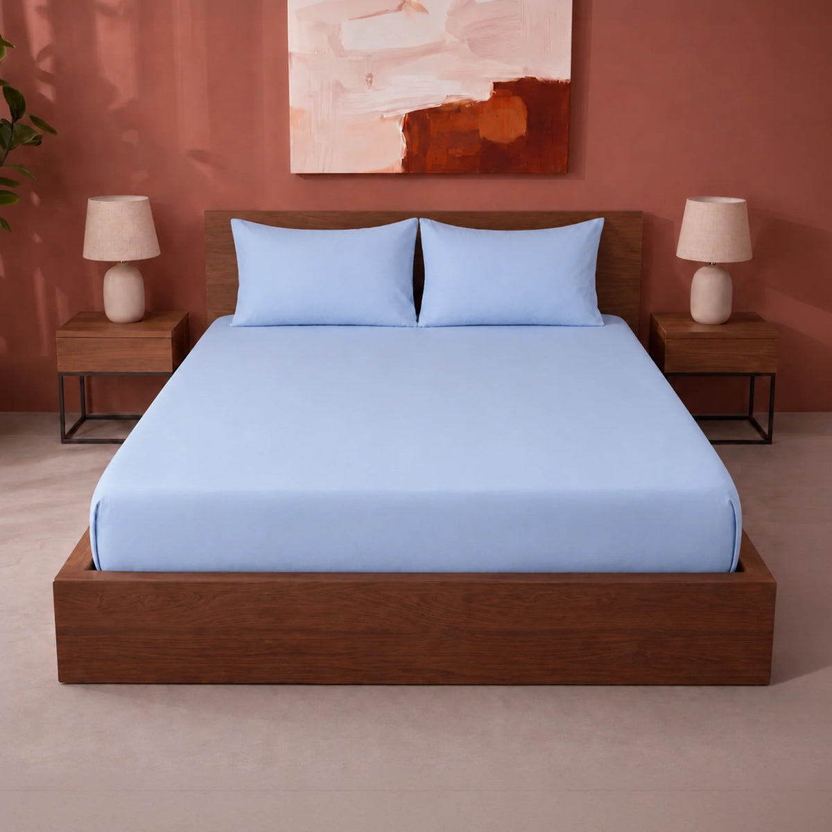 Fort Sublime - Solid Fitted Bedsheet (Sky Blue)-1