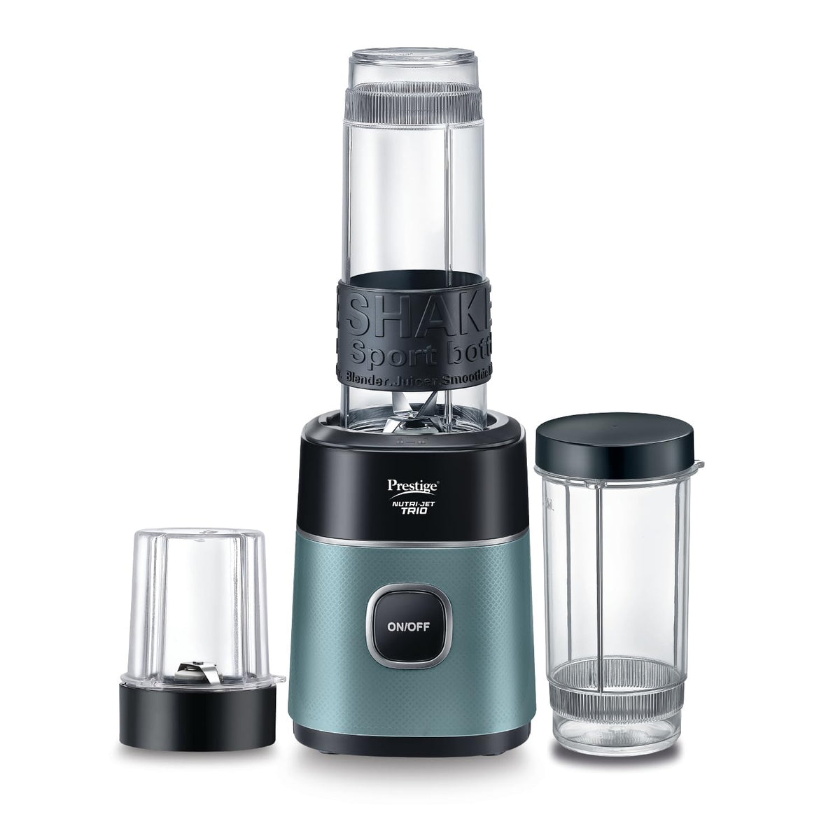 Prestige Nutri-Jet Trio 450 Watt Mixer Grinder with 3 Transparent Jars | Space-Saving Design | Extra Sipper Lid | Stainl