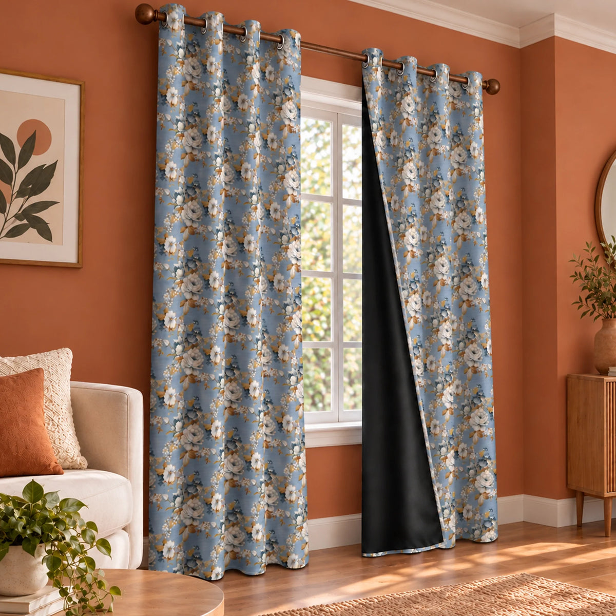 Imprimer Abstract - Digital Printed Blackout Curtain (Delicate Bloom)