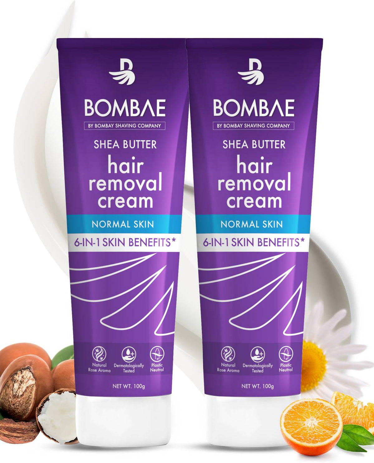 Bombae Hair Removal Cream for Women With Natural Citrus Smell, Normal Skin Cream (200 g, Set of 2)