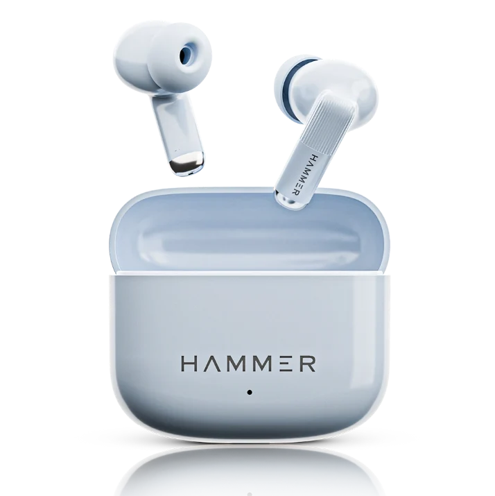 Hammer Solo Earbuds with 80H Playtime, Bluetooth v6.0, 13mm Drivers, Fast Charging (Blue)