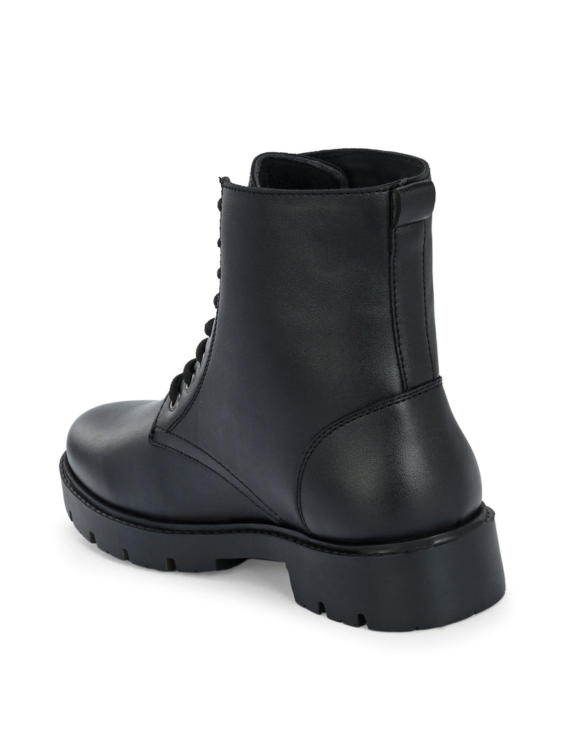 Brown Lace-Up Block Heel Boots