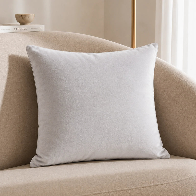 Fort Royal - Velvet Solid Dye Cushion Cover (White)-2