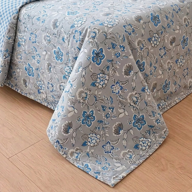 Imprimer Kaleidoscope - Chevron Bloom Printed Dohar (Light Grey & White)-2