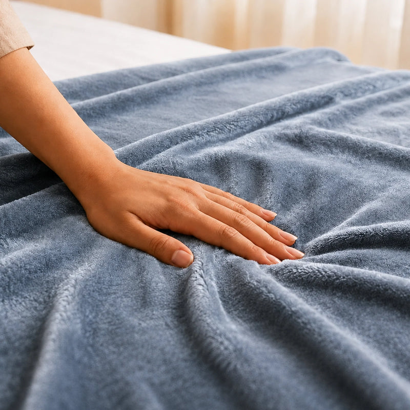 Fort Mellow - Solid Plush Blanket (Frost Blue)-2