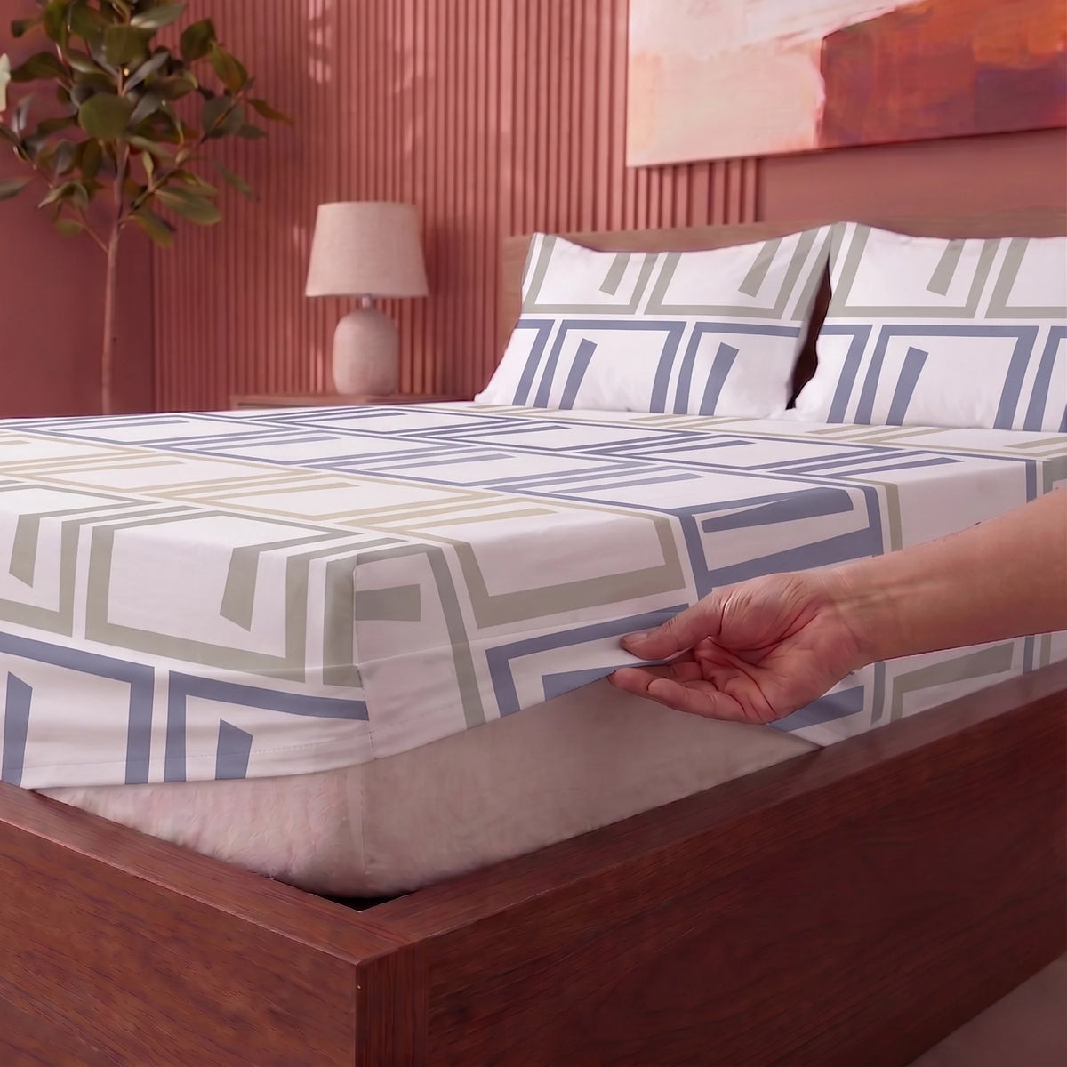 Imprimer Modern Maze - Printed Fitted Sheet-2