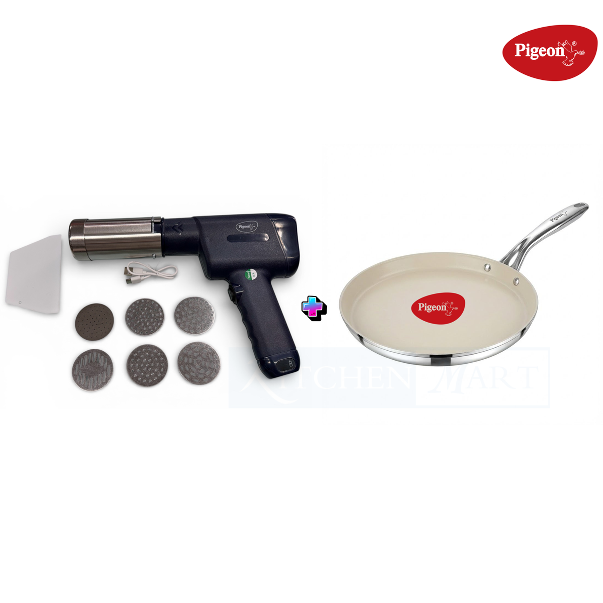 Pigeon Cordless Noodle & Idiyappam Maker – 7 Moulds with Chakli Die, 1500mAh Rechargeable