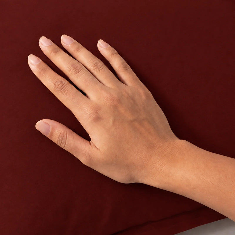 Fort Nightingale - Solid Pillow Cover (Maroon) (Bedsheet Excluded)-2