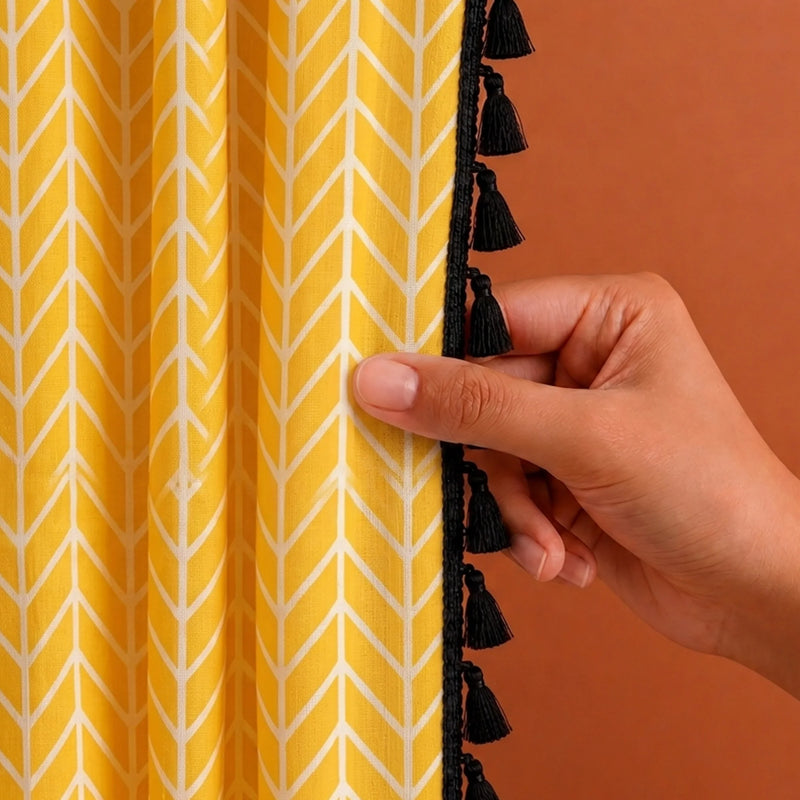 Imprimer Handpicked Aztec - Printed Semi Blackout Rod Pocket Curtain (Yellow)-2