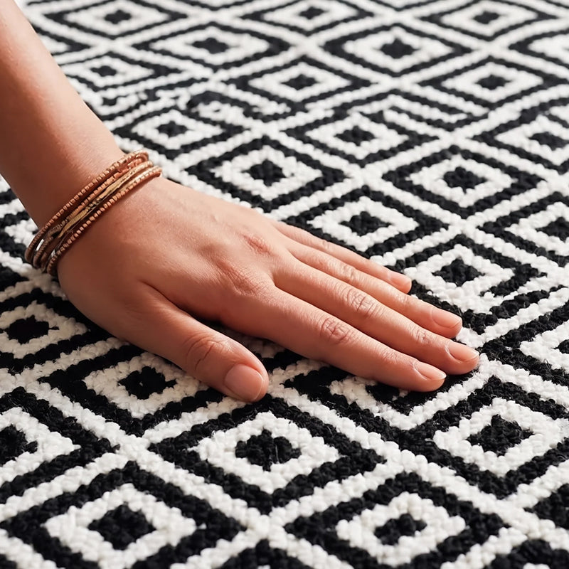 Tessitura Confetti - Diamond Printed Rug (Black & White)-2