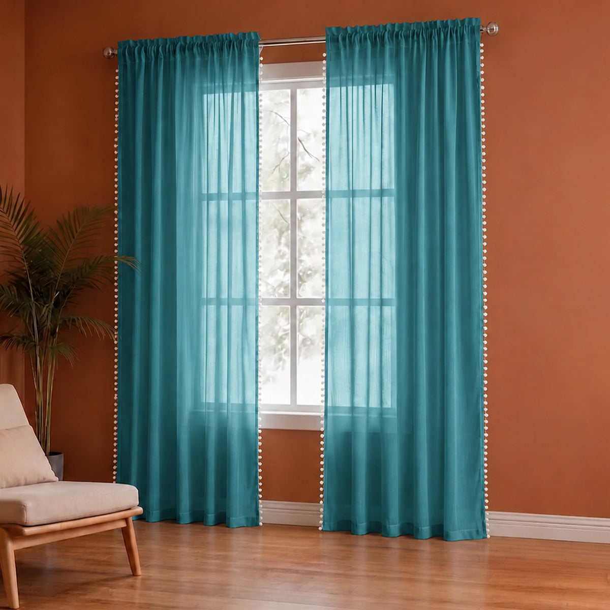 Fort Handpicked Breeze - Rod Pocket Blue Sheer Curtain-2