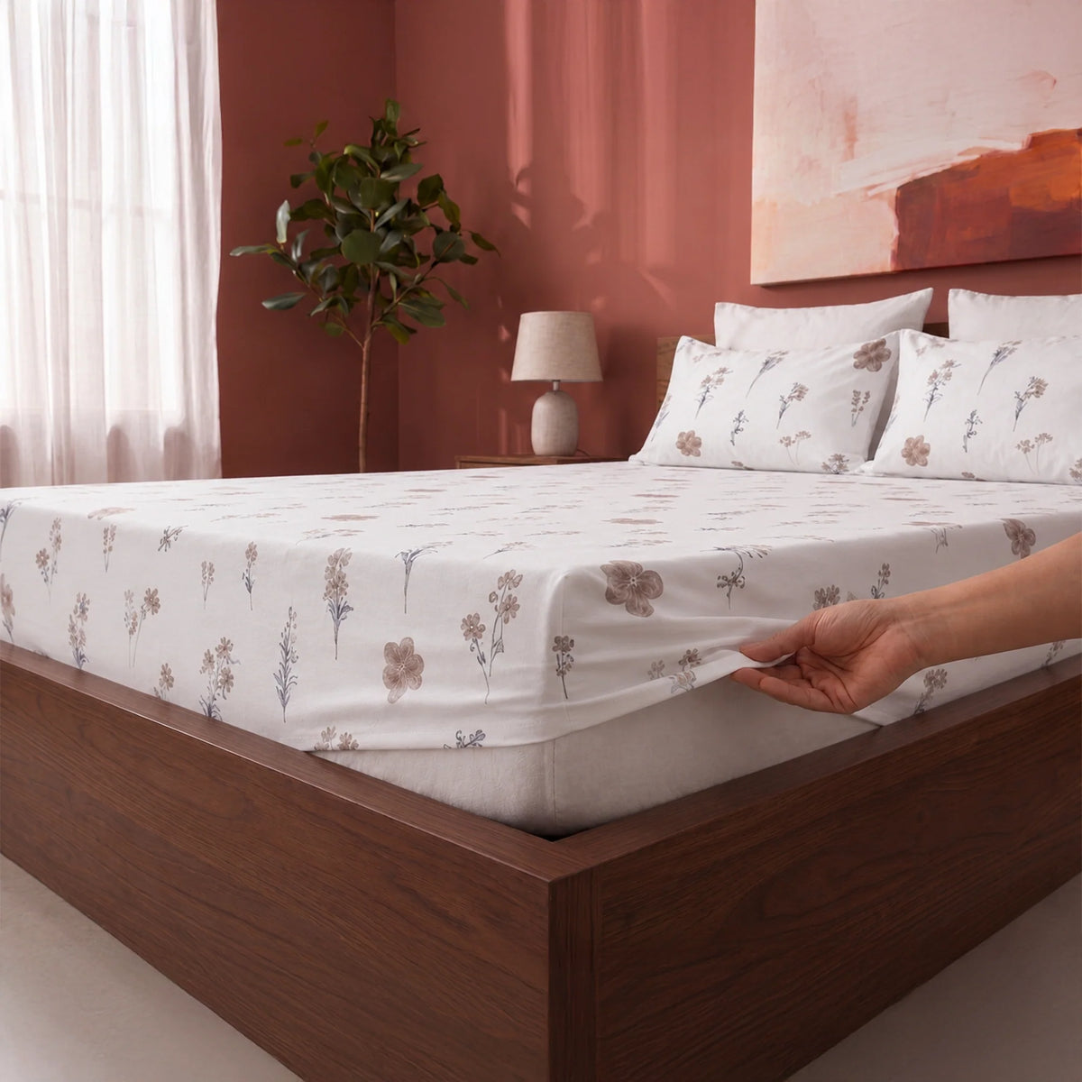 Prairie Charm - White Floral Fitted Sheet-2