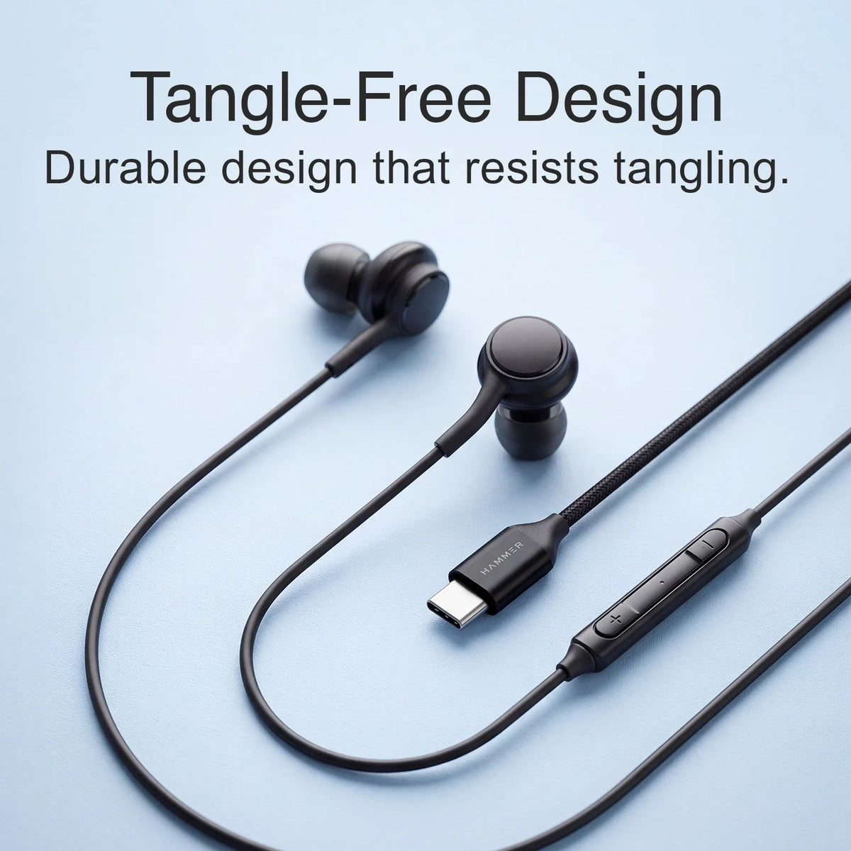 Hammer Nova 5 Type C earphone with In-Line Mic and Controls (Black)