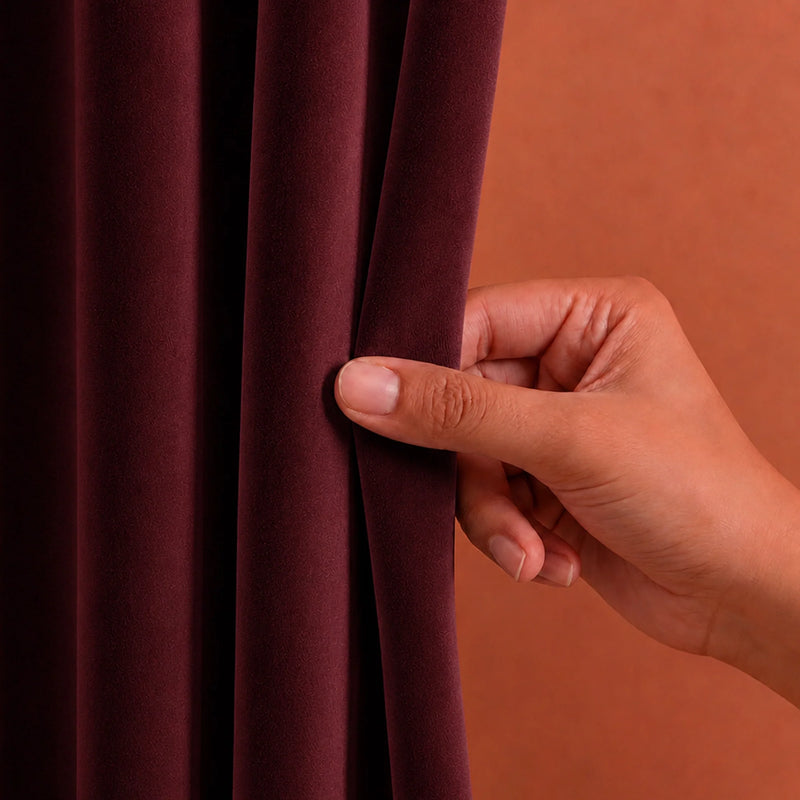 Fort Royal - Rod Pocket Velvet Curtain (Maroon)-2