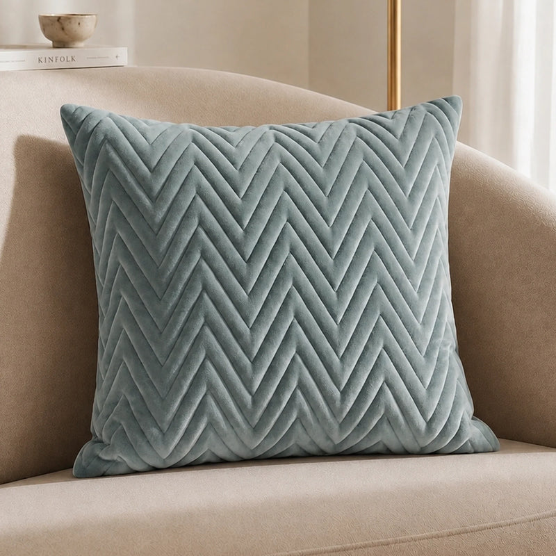 Fort Sawtooth - Quilted Velvet Cushion Cover (Grey)-2