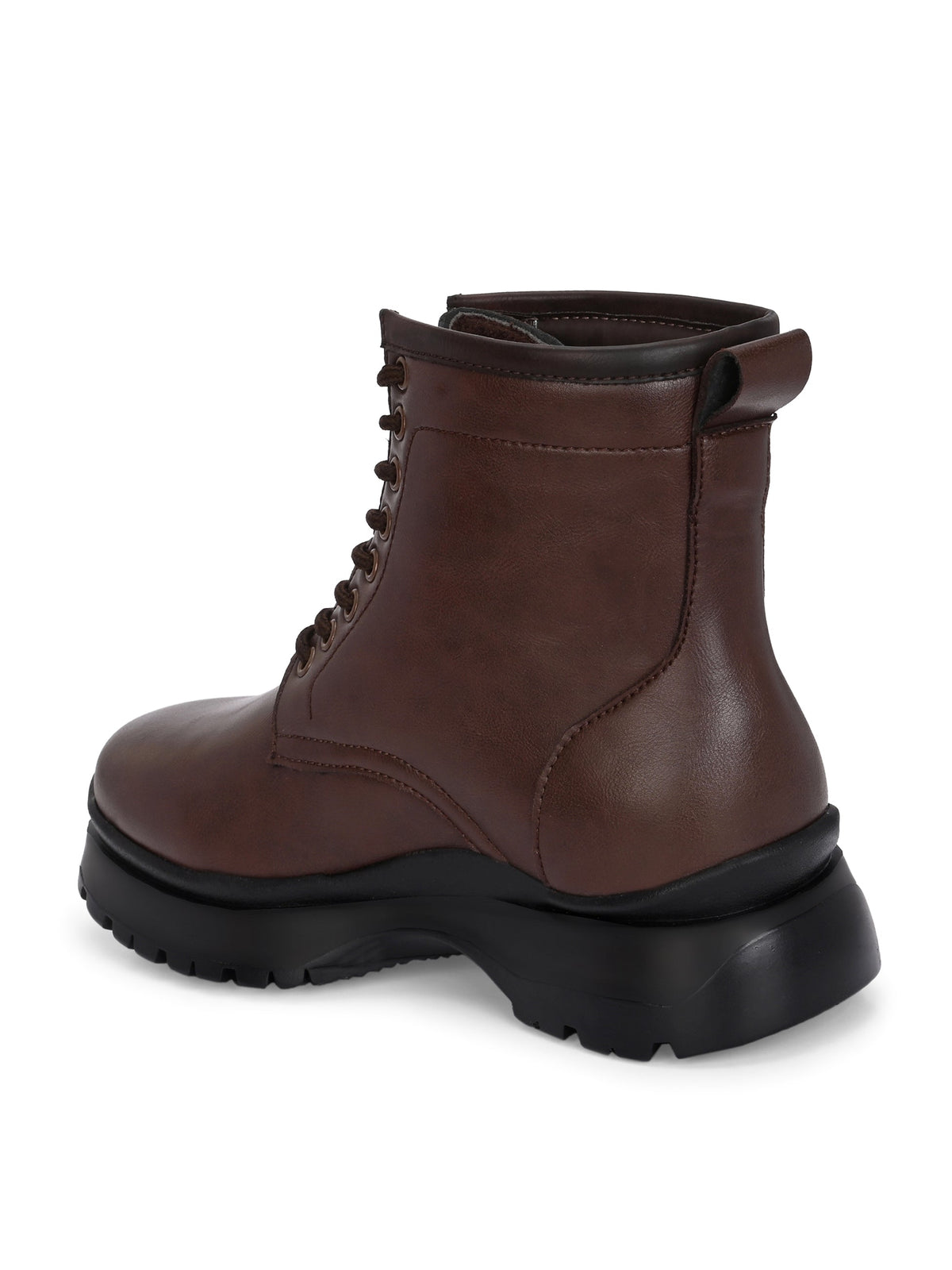 EL PASO Women Faux Leather Casual Lace Up Boots-10