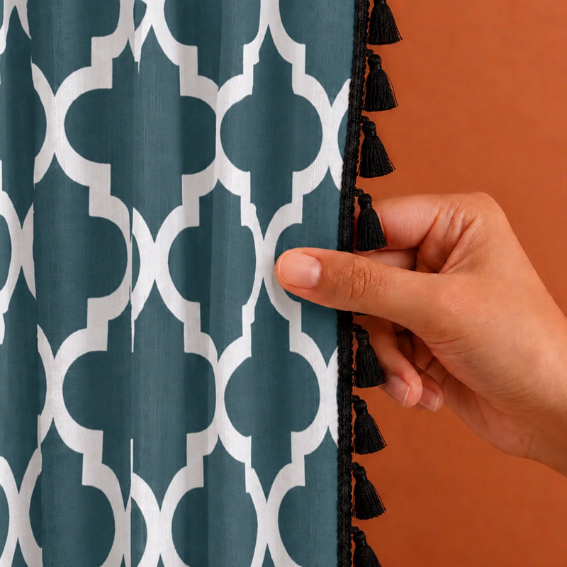Imprimer Handpicked Soleil - Printed Semi Blackout Curtain (Blue)-2