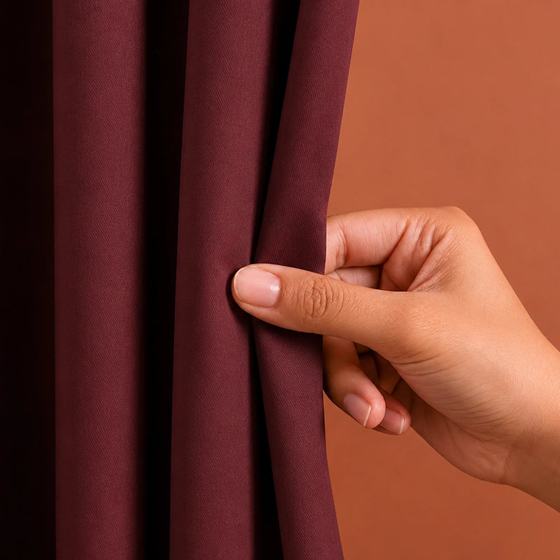 Fort Essential - Rod Pocket Blackout Curtain (Maroon)-2