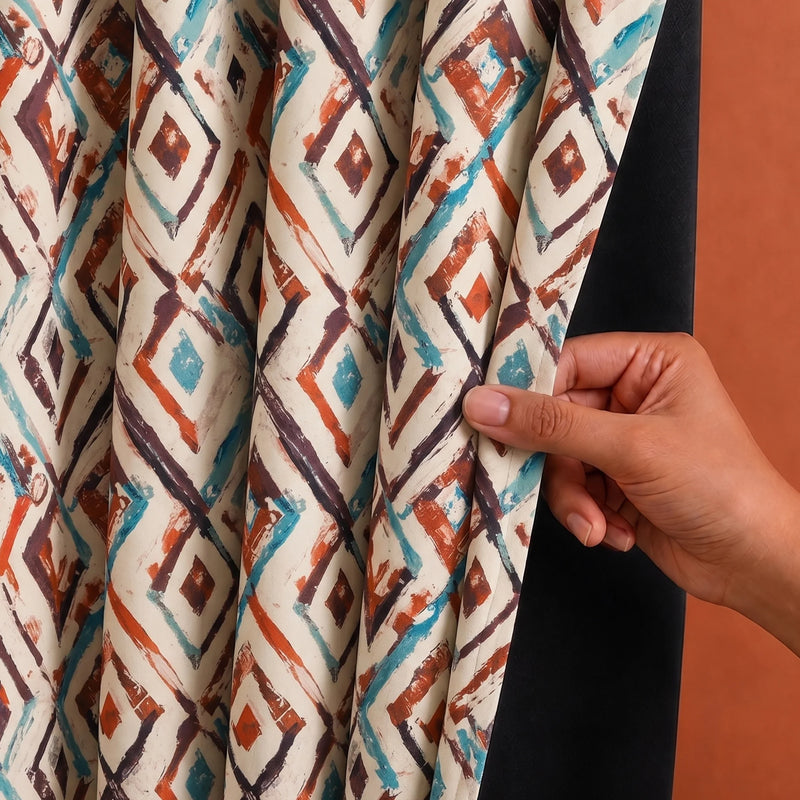 Imprimer Geometric - Digital Printed Blackout Curtain (Multicolor)-2