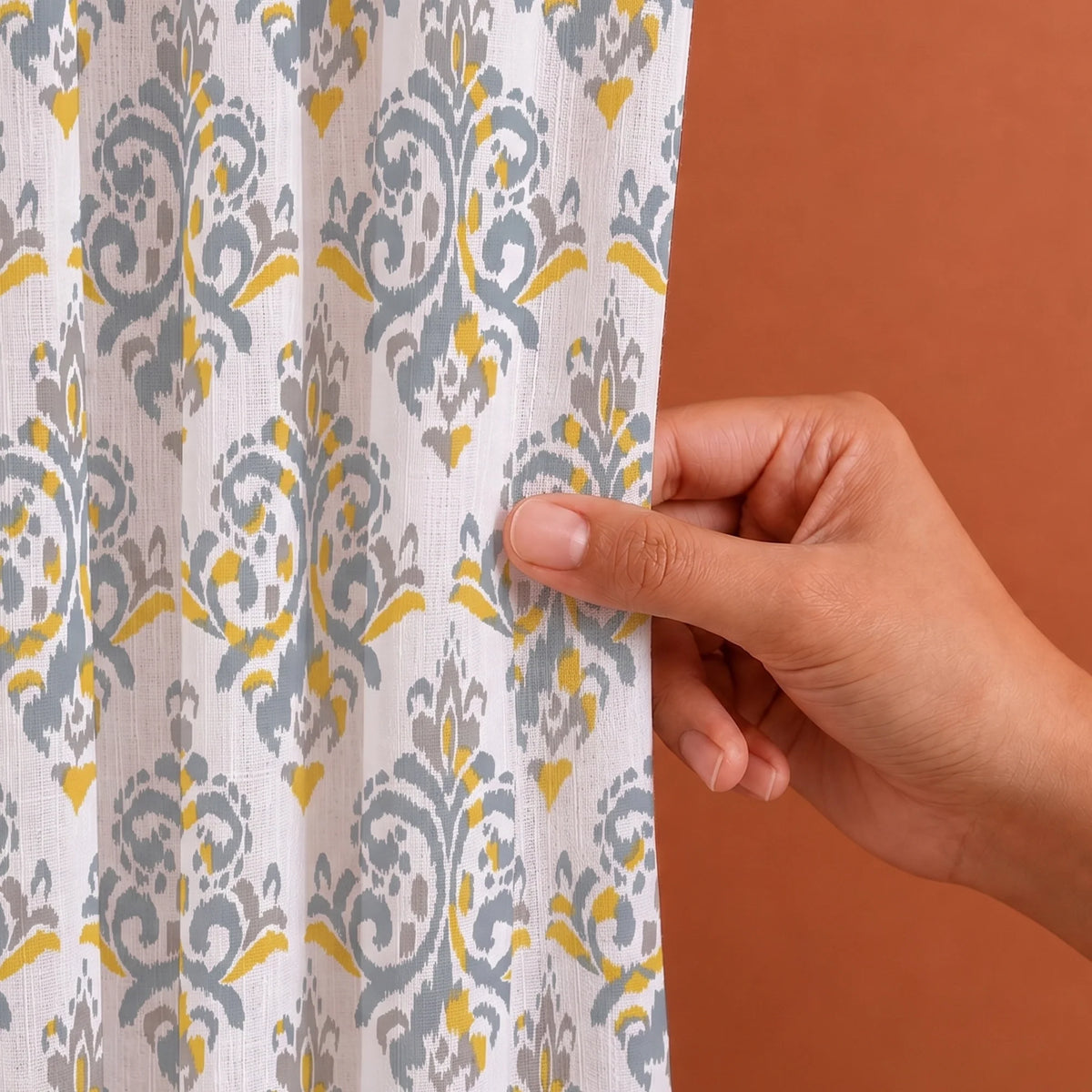Imprimer Ikat - Printed Semi Blackout Curtain (Yellow)-2